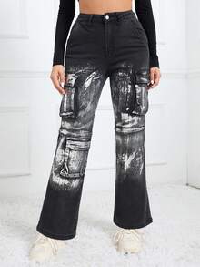 ICON 翻边弹力实用牛仔牛仔裤