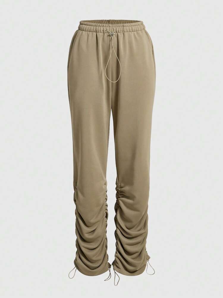 Women's Outdoor Style Sweatpants With Drawstring Hem Design