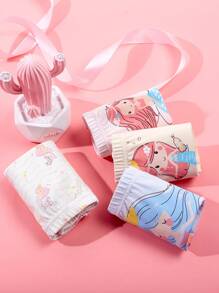 Coollikuli 年轻女孩卡通字母 & 心形印花内裤 - 彩色 - 查看 4