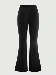 ROMWE Goth Women'S Skull Print Flare Pants - Black - View 2