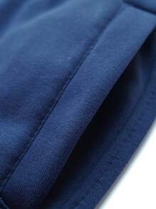 Men Flap Pocket Side Drawstring Waist Cargo Pants - Navy Blue - View 4