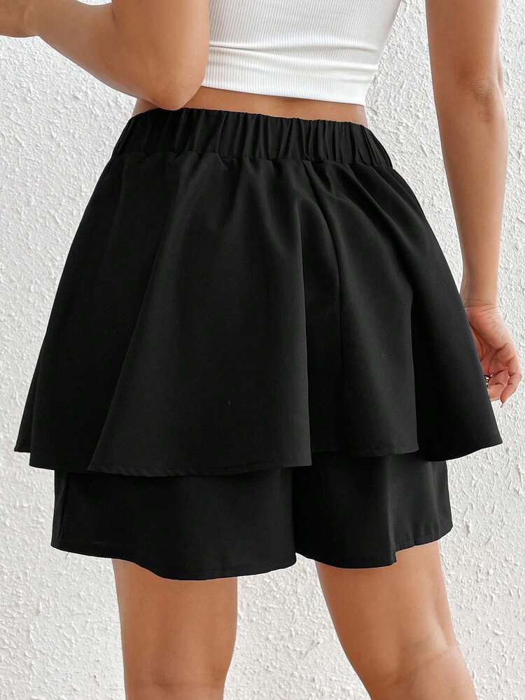 Women'S Double Layer Hem Skort