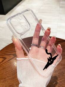 Bat Sada Cartoon Black Cat Transparent Phone Case - Clear - View 1