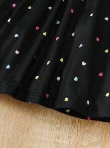 SHEIN Young Girl Heart Print Ruffle Hem Dress For Summer