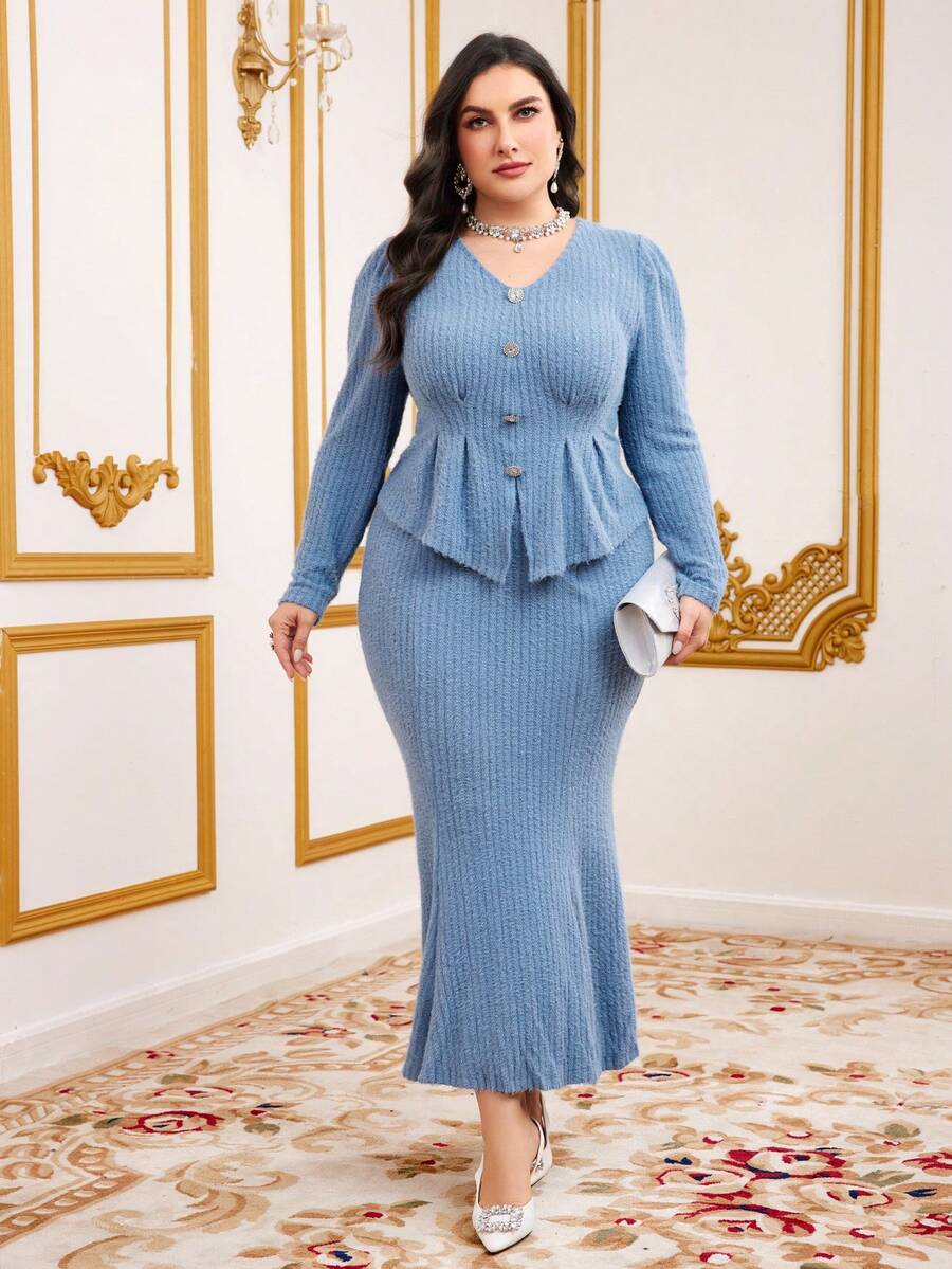 SHEIN Lady Cardigan di maglia da donna per autunno e inverno, Completo da donna