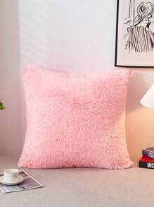 1pair Plain Plush Pillowcase Without Filler - Pink - View 7