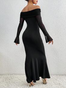 Chiquease 女士露肩美人鱼下摆紧身连衣裙长款女装 - 黑色 - 查看 2