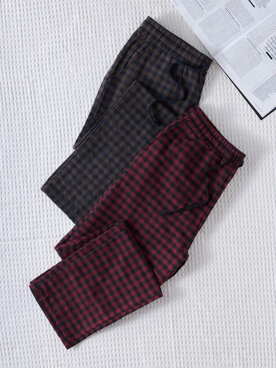 RueChic 2 Miếng Nam Kẻ sọc Eo đàn hồi Nhà  Quần thể thao - Nhiều màu - Xem 1