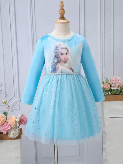 SHEIN Glamorique Kids Young Girl Cute & Dress, Ice Snow Princess Style