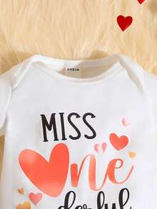 寶寶女孩短袖肚兜,標語印花 - 白色 - 查看 4