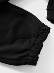 RueChic Men'S Slogan Printed Hoodie And Pants Two-Piece Set - Black - View 5