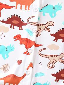 多入組可愛的恐龍和字母印花純色嬰兒短袖套裝 - 彩色 - 查看 4
