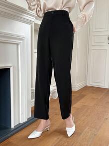 DAZY Màu thuần Nghiêng Túi Quần tây - màu đen - Xem 6