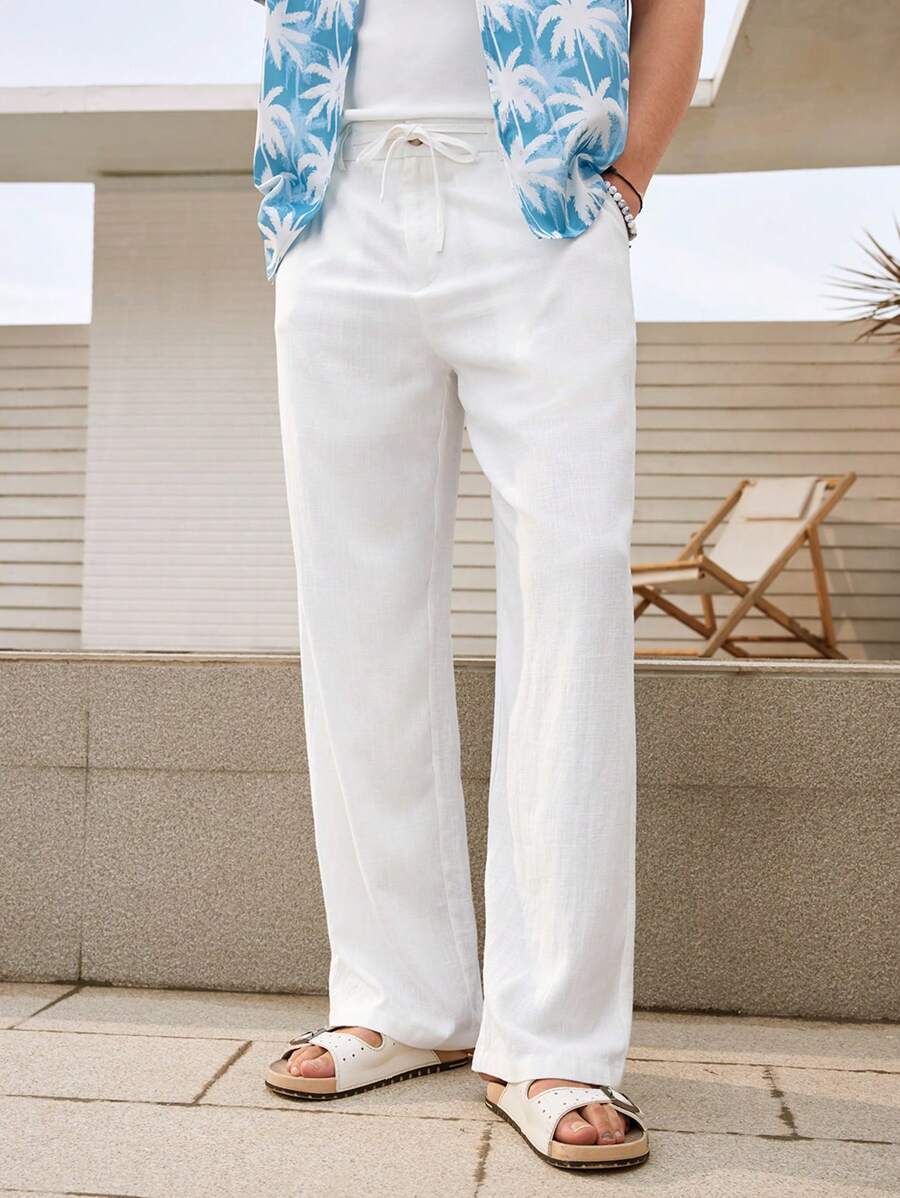 Manfinity VCAY Pantalones Casuales De Pierna Recta Para Hombres - Blanco - Ver 1