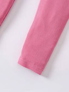 小女孩花卉印花上衣配蝴蝶結裝飾和純色打底褲2件套 - 彩色 - 查看 7