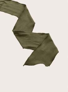 SHEIN ICON 女款純色百褶無肩帶上衣 - 軍綠色 - 查看 4