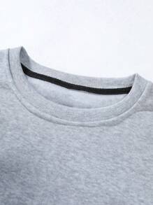 Manfinity Homme Men's Letter Print Fleece Sweatshirt - Light Grey - View 7