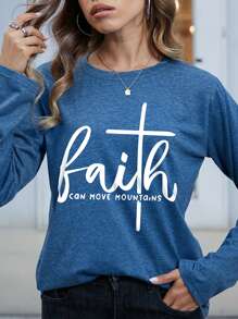 INAWLY 標語圖案T恤 - 藏蓝色 - 查看 4