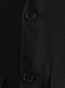 SHEIN Tween Boy Gentleman Two-Piece Suit, Black Notched Lapel Suit Jacket And Pants, Fashionable For Birthday Party, Evening Party, Performance, Wedding - Black - View 3