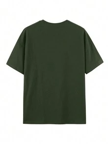 Men Cross & Slogan Graphic Tee - Army Green - View 2