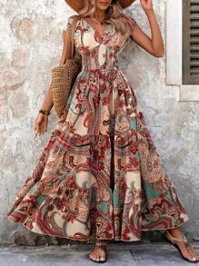 Breezaya 佩斯利印花大下摆长款度假海滩装女装 - 彩色 - 查看 5