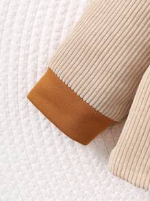 Infant Boys' Color Blocking Detail Hooded Coat With Patch - Khaki - View 6