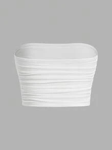 SHEIN EZwear Two-Piece Set Ruched Short Strapless Top - Multicolor - View 4