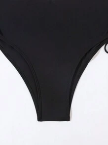 SHEIN Swim Ladies' Contrast Color & Frill Trim Bikini Set Summer Beach