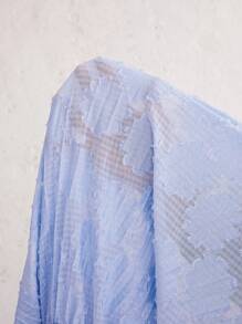 SHEIN Maternity Elegant & Romantic Long Sleeve Midi Dress With V-Neck For Party - Blue - View 5