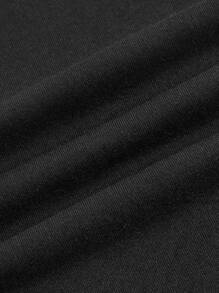 INAWLY Cartoon Printed Short Sleeve T-Shirt - Black - View 3