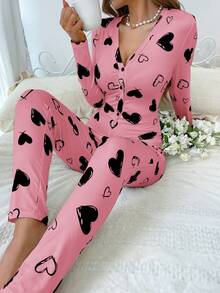Women's Heart Printed Pajama