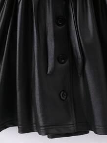 小女孩休閒時尚公主風格襯衫領口口袋連身裙 - 黑色 - 查看 7