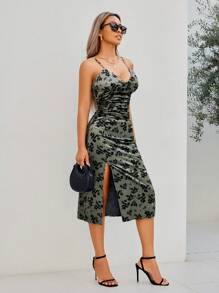 GENKIRA Floral Printed Spaghetti Strap Dress - Multicolor - View 3