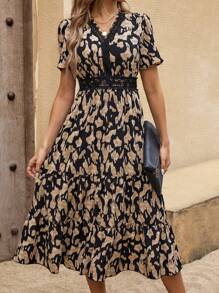 EMERY ROSE Vestido maxi de mujer con estampado de encaje patchwork