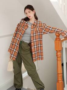 Checkered Long Sleeve Shirt - Yellow - View 7