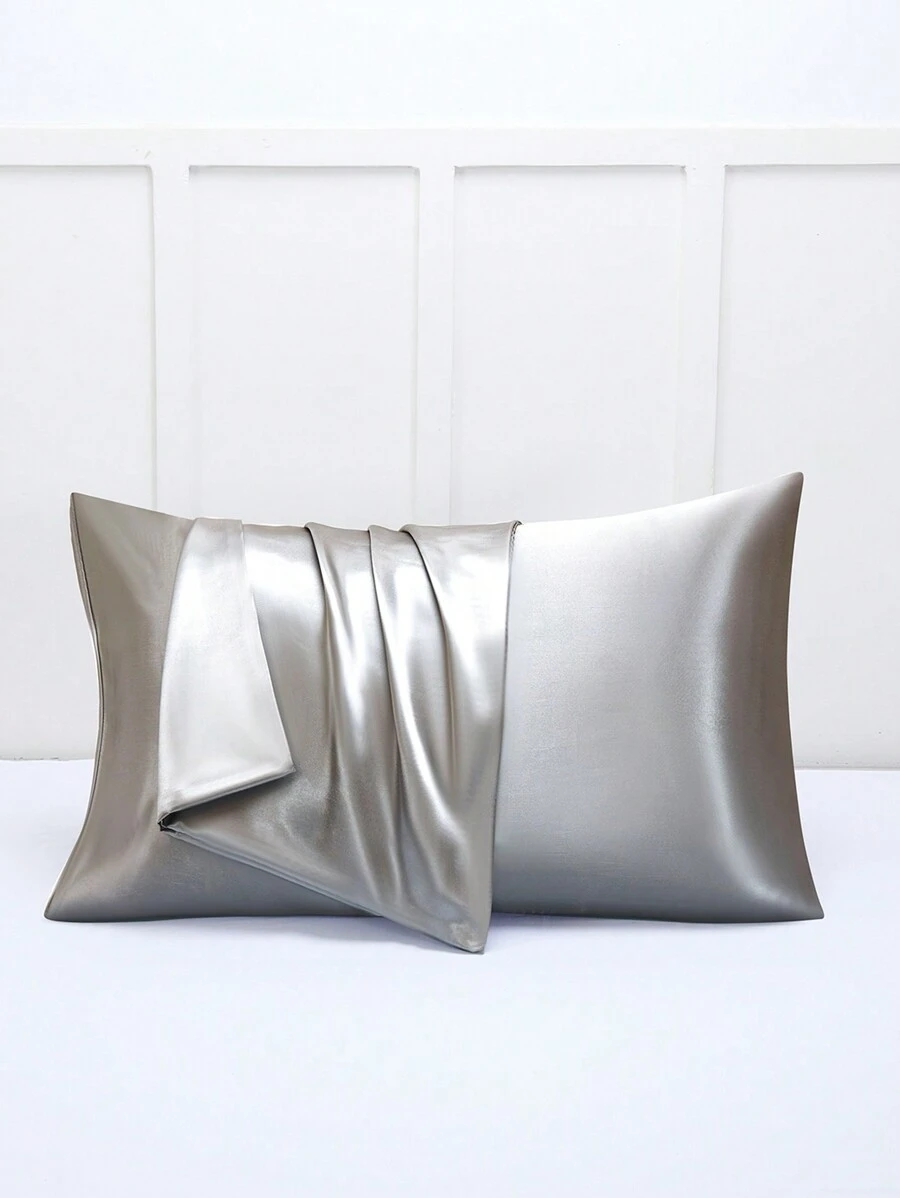 2 Vỏ Gối Màu Xám Đậm, Vỏ Gối Giường Polyester Tối Giản Cho Gia Đình - Màu xám đen - Xem 1