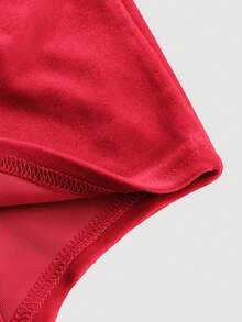 SHEIN MOD Contrast Color Knot Shoulder Strap, Asymmetric Hem Tank Top - Red - View 4