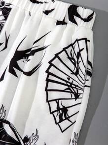 SHEIN 2pcs/Set Teen Boys' Casual Digital Print Short Sleeve T-Shirt And Shorts Suit For Summer - White - View 5