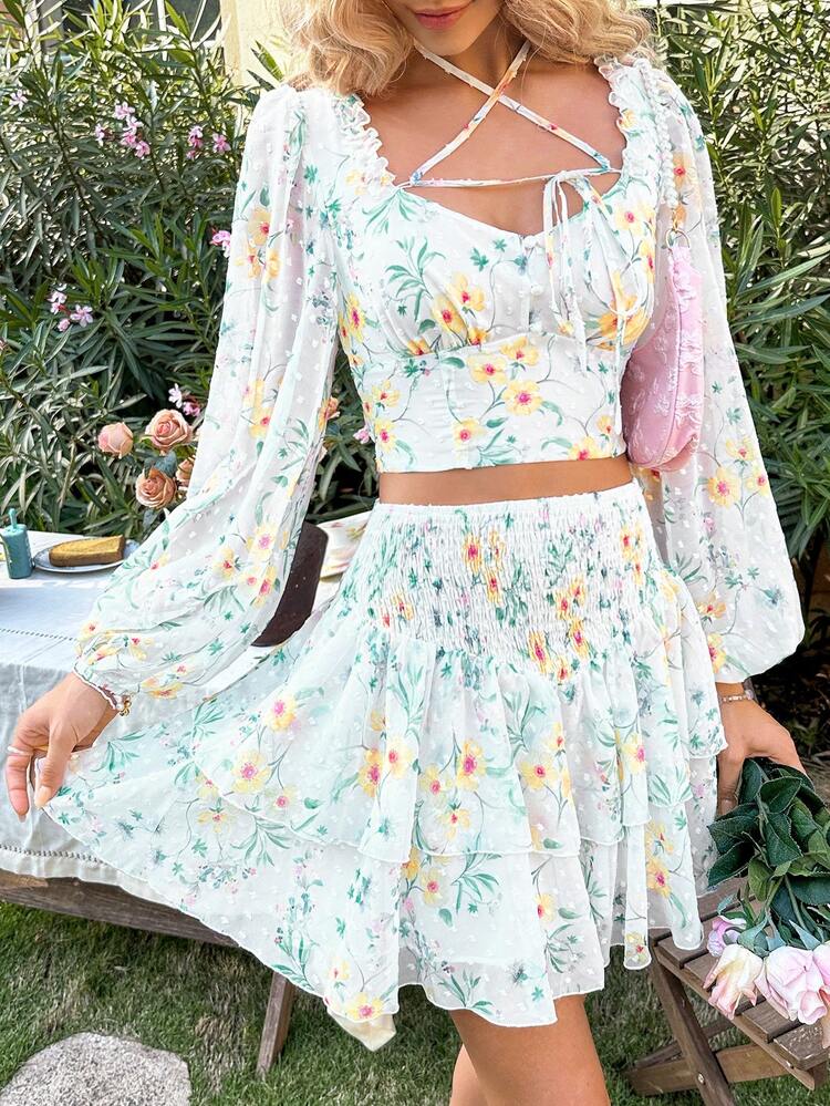 Women'S Flower Printed Co-Ord Set For Vacation