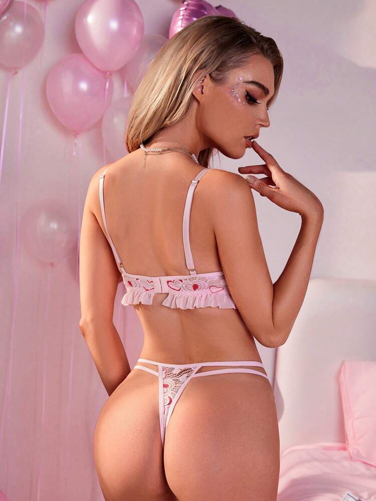 Women's Heart Pattern Bra & Panty Lingerie Set