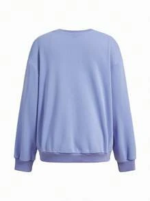 SHEIN Maternity Round Neck Drop Shoulder Long Sleeve Sweatshirt, For Winter - Multicolor - View 10