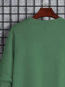 Manfinity Homme 男士大尺寸字母印花衛衣 - 綠色 - 查看 3
