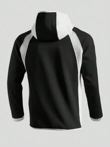 Manfinity Sport Corelite Boyfriend Style Men's Contrast Color Zipper Front Hooded Sports Jacket Workout Tops
