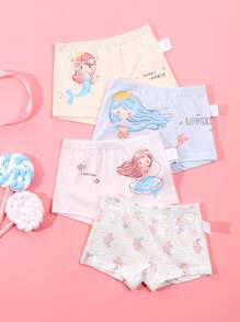 Coollikuli 年轻女孩卡通字母 & 心形印花内裤 - 彩色 - 查看 1