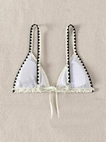 Swim Mod Summer Beach Women's Striped Bikini Top - Beige - View 2