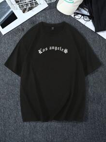 Manfinity EMRG 鬆身男士星星和口號印花t恤 - 黑色 - 查看 5