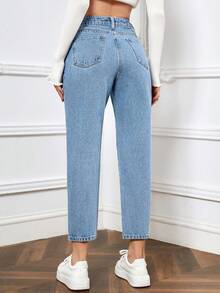 SHEIN EZwear 女式錐形牛仔褲 - 淺色水洗藍 - 查看 2