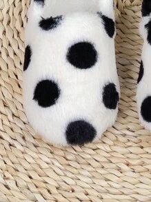 情侶款內底省地、減噪毛絨拖鞋,室內防滑無噪音家居拖鞋,女士卡通軟底室內拖鞋,秋冬硬木地板布拖鞋 - 黑與白 - 查看 3