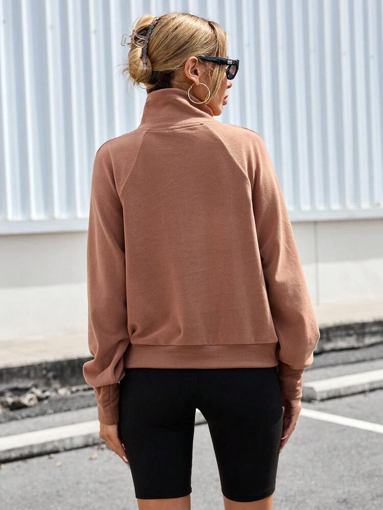 Men's Stand Collar Raglan Sleeve Solid T-shirt