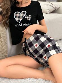 Snug Zone 女性心形印花短袖睡衣套裝 - 彩色 - 查看 5